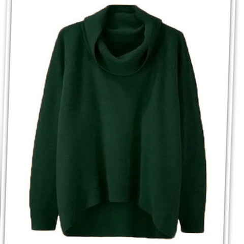 WOMEN'S Autumn And Winter Sweater Turtleneck Fashion High Collar Irregular Top Over Size Loose-fit Knitted Over-the-knee Sweater