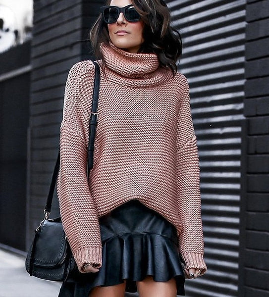 Autumn Winter sweater female cotton & Acrylic pink turtleneck pullover Sweater women jersey mujer pull femme sweater Thick