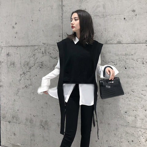 New cashmere knit vest female loose fashion sleeve round neck sleeveless sweater short paragraph 2019 ATTYYWS vest Soft and warm