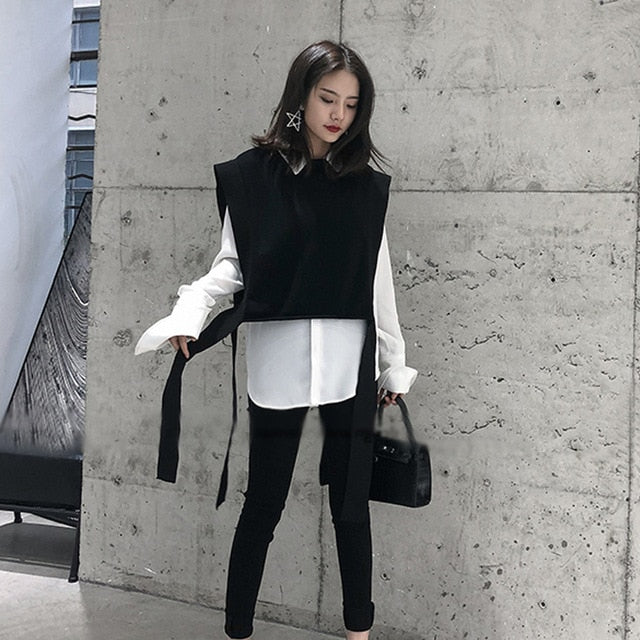 New cashmere knit vest female loose fashion sleeve round neck sleeveless sweater short paragraph 2019 ATTYYWS vest Soft and warm
