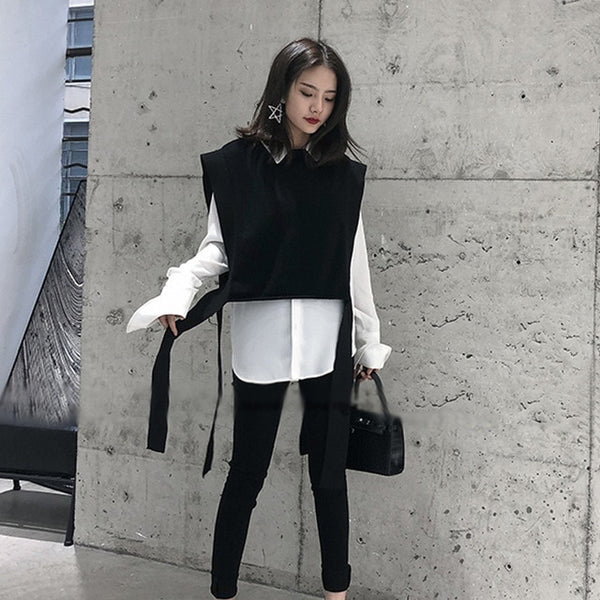 New cashmere knit vest female loose fashion sleeve round neck sleeveless sweater short paragraph 2019 ATTYYWS vest Soft and warm