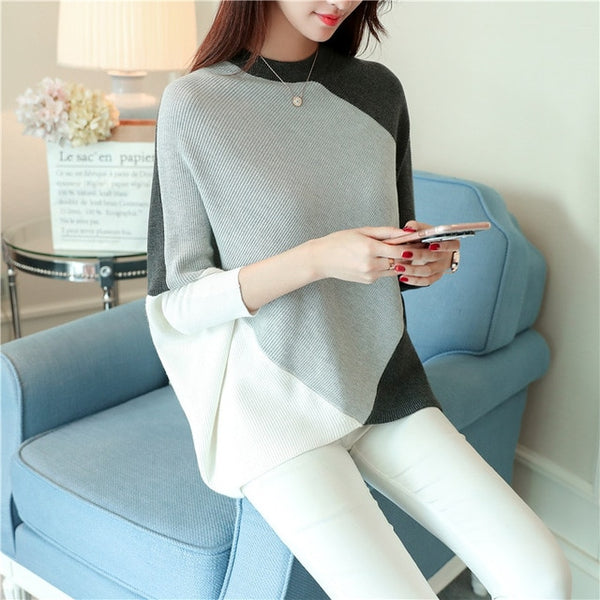 HAO HE SHEN Female winter sweater loose turtleneck sweater 2019 irregular Korean female backing sweater coat thick