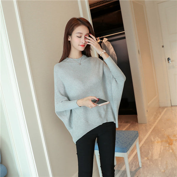 HAO HE SHEN Female winter sweater loose turtleneck sweater 2019 irregular Korean female backing sweater coat thick