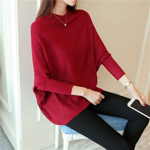 HAO HE SHEN Female winter sweater loose turtleneck sweater 2019 irregular Korean female backing sweater coat thick